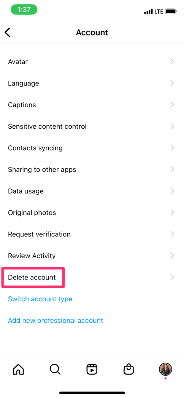 How to delete Instagram account