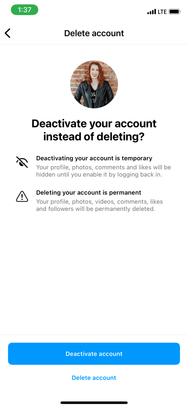 How to delete Instagram account