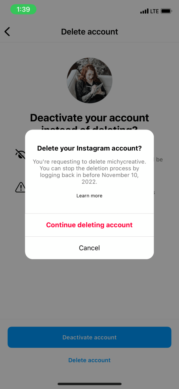 How to delete Instagram account