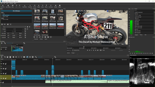 montage d’une vidéo d’un événement de motos dans Shotcut