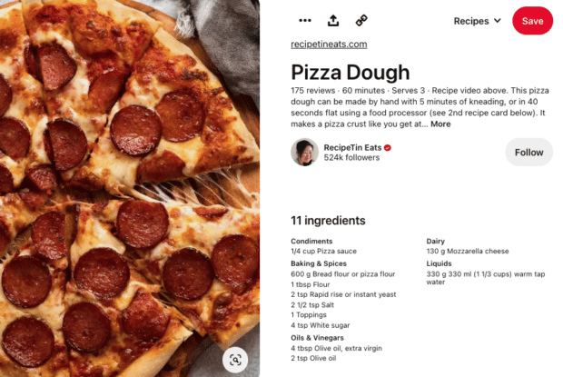 a recipe rich pin on pinterest