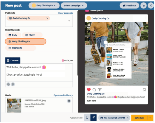 Add shoppable tags to Instagram posts in Hootsuite Composer