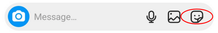 Sticker icon next to the message