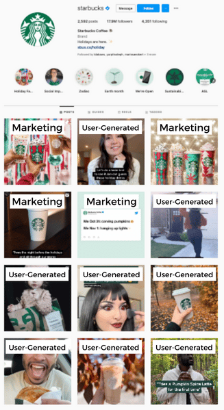 Benutzergenerierte Inhalte von Starbucks Instagram