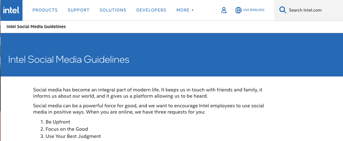 Intel Social Media Guidelines