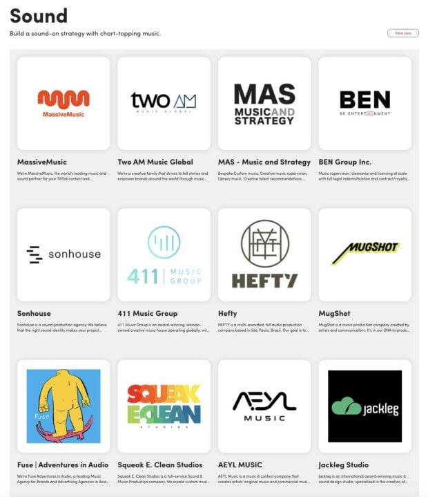 The home screen for TikTok's Sound Partners program