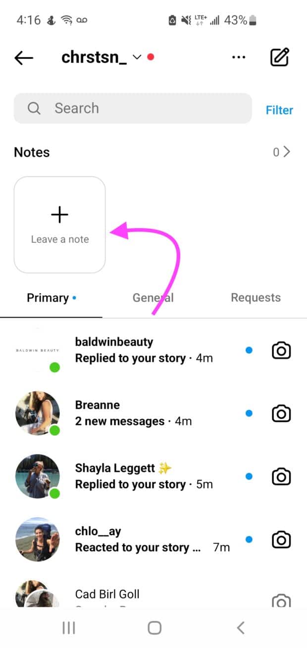 plus symbol leave a note