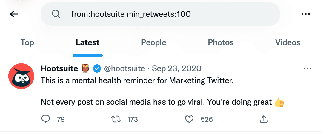 Hootsuite popular tweet on mental health and viral content