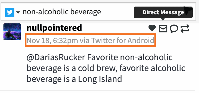 A tweet in the Hootsuite streams search results