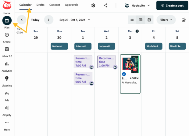 View scheduled posts in Hootsuite