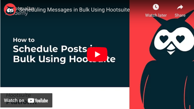 Thumbnail links to Hootsuite YouTube video about bulk composer