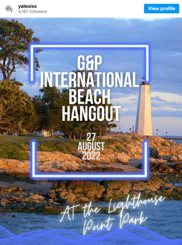 G&P International club at Yale promoting upcoming club event