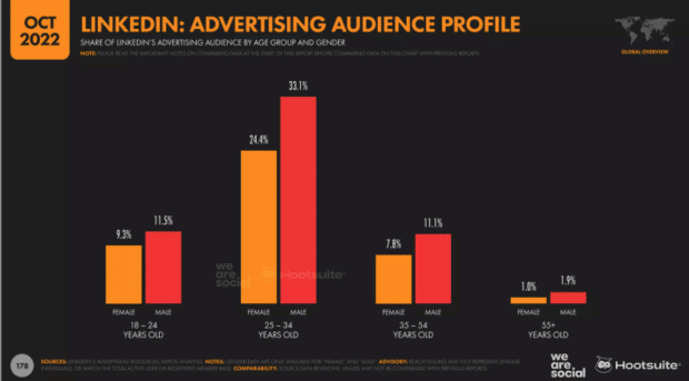 linkedin advertising audience profile Q4 2022