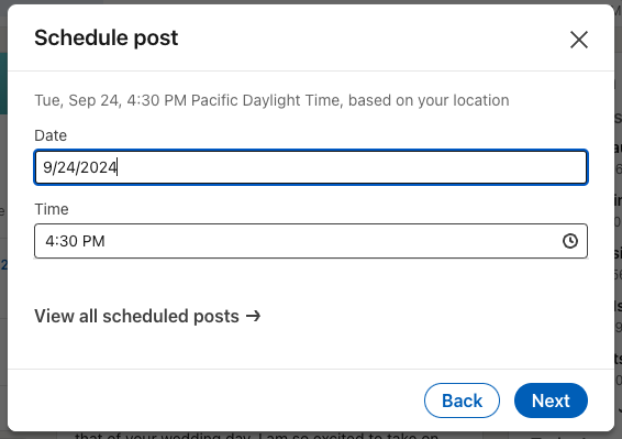 LinkedIn scheduler: Picking a time and day