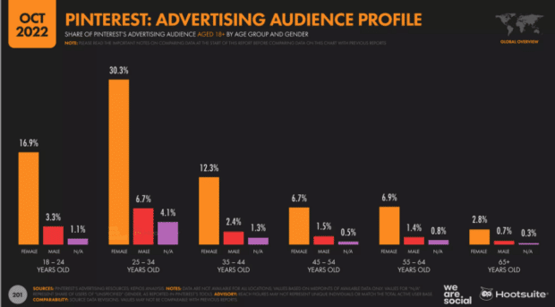 pinterest advertising audience profile Q4 2022