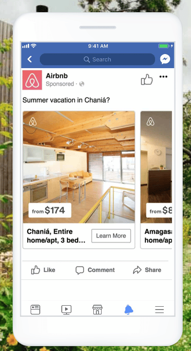 Airbnb Facebook carousel ad