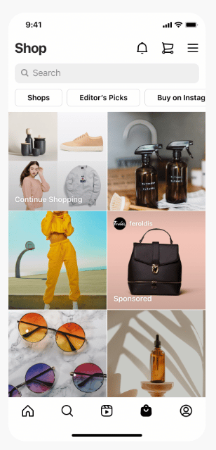 Instagram shop with product details