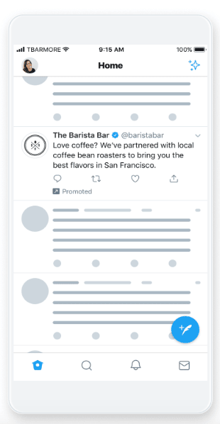 The Barista Bar promoted tweet