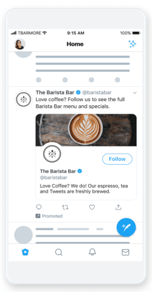 The Barista Bar account followers ad