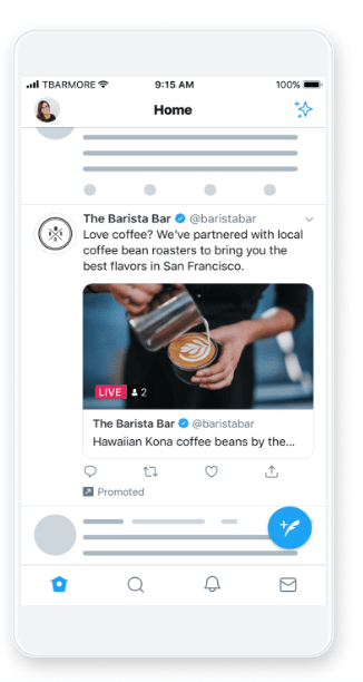 The Barista Bar Twitter Live feature