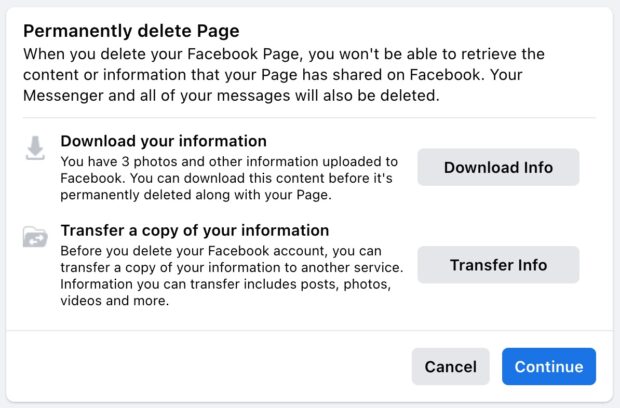 permanently delete page