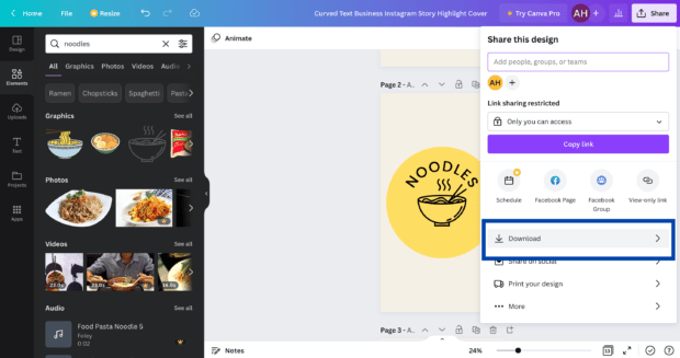 Click Share to download the image to Canva