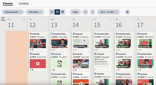 Hootsuite Planner - calendar view