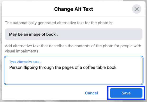 change alt text person flipping through pages of a coffee table book