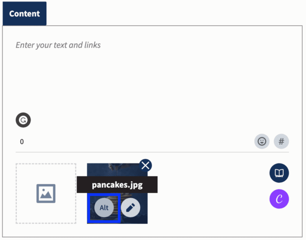 Hootsuite Composer pancakes image alt text