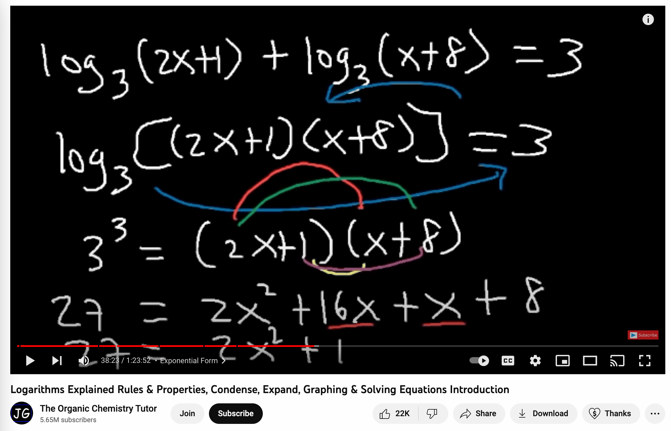 Algebra-Tutorial zur virtuellen Tafel in YouTube-Video