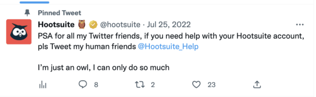 Hootsuite pinned tweet @Hootsuite_Help