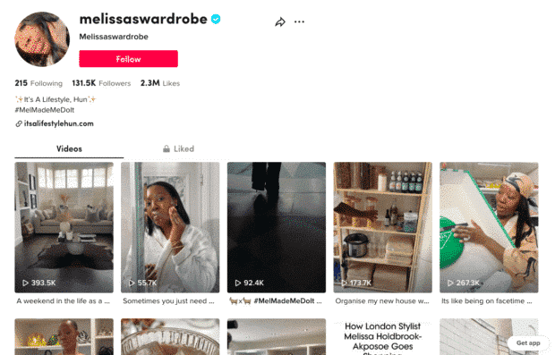 TikTok profile Melissa