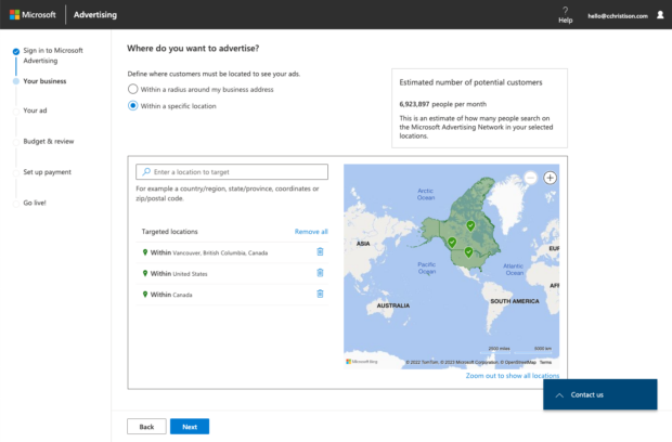 Microsoft advertising location targeting