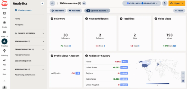 Creating a TikTok report with Hootsuite