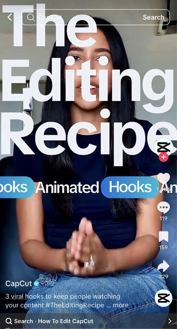 Editing tutorial video from CapCut on TikTok