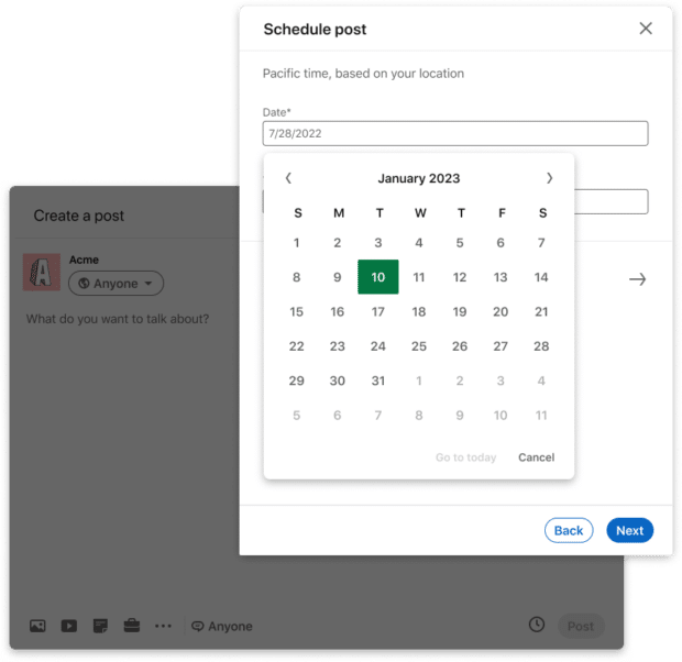 LinkedIn's native post scheduling feature is now available for Pages