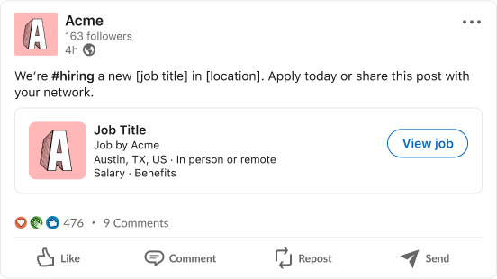 LinkedIn will now automatically share new jobs as Page posts. The post includes a link to the actual job posting and is automatically deleted when the associated job listing is deleted.