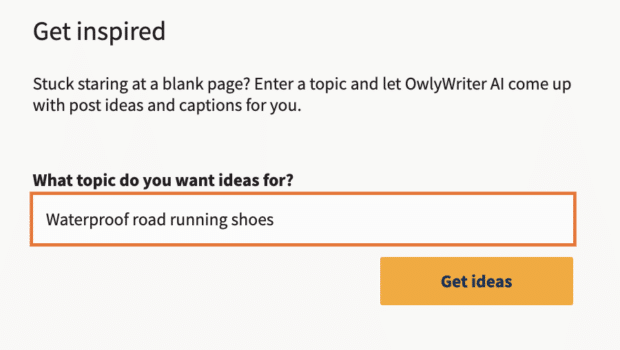 Generating social media post ideas in Hootsuite's OwlyWriter AI