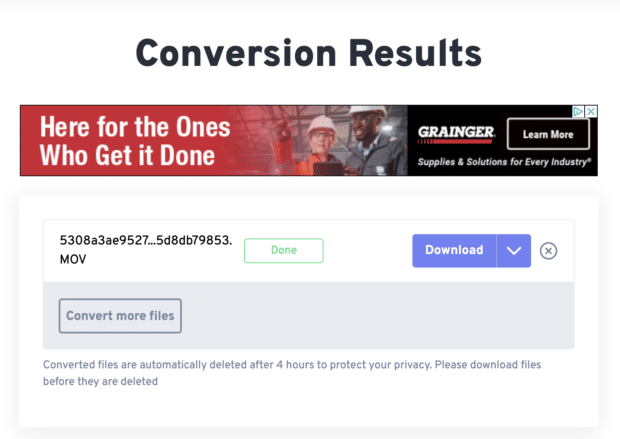 Download conversion results