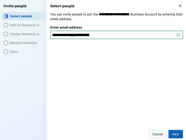 On the first screen after clicking Add People, you can enter the business email address of people you want to add to your account.