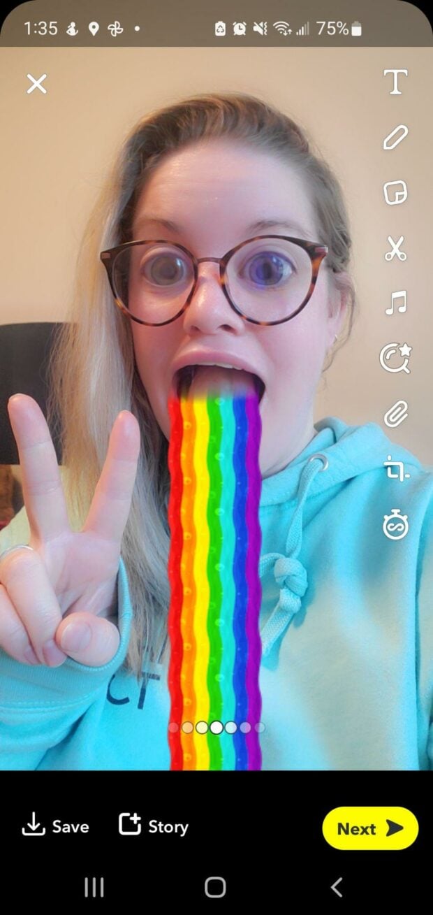 One of Snapchat's most iconic filters was one that made users look like they were "puking rainbows"