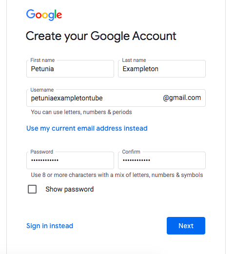 can you create another youtube account with the same email