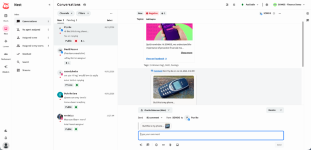 Social inbox view in Nest by Hootsuite