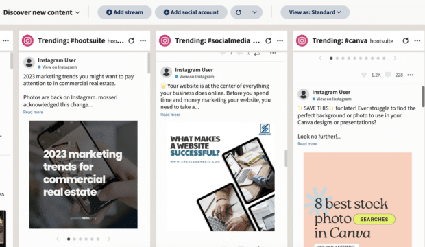 monitor trending hashtags on Instagram using Hootsuite Streams