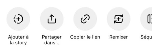 boutons en bas d'un reel Instagram dont l’option copier le lien