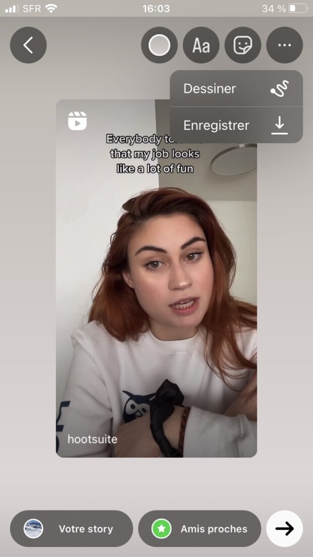 bouton pour enregistrer la vidéo d’une story sur votre appareil