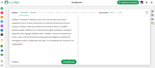 QuillBot reformula el contenido existente
