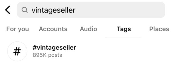 the hashtag #vintageseller on instagram shows 895K posts using that tag