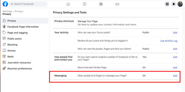 Facebook messaging privacy settings and tools