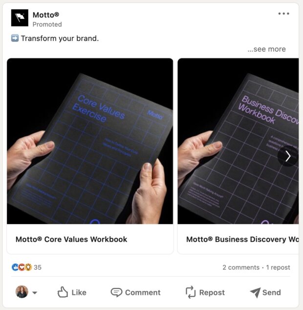 Example of a carousel post on LinkedIn